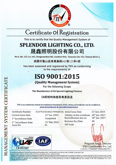 Splendor LightingISO9001:2015 OA világítótestek gyártója